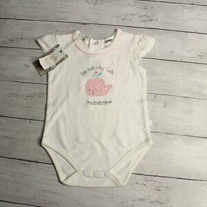 Ron Jon Surf Shop Baby's Girl's Bodysuit Top Size 3 Months Whale Eyelet
